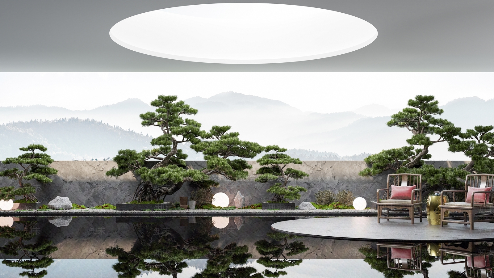 新中式植物造景3D模型下载【ID:1153943855】