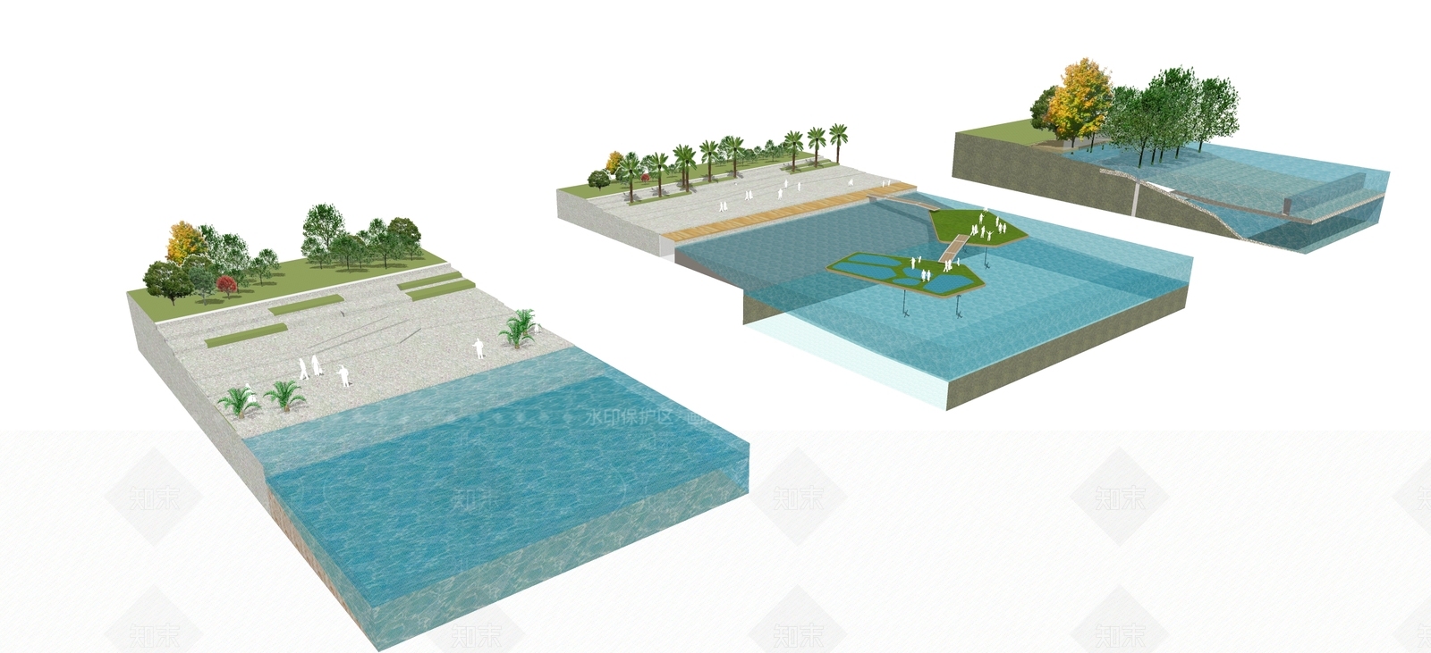 现代河道标准段SU模型下载【ID:1153944277】