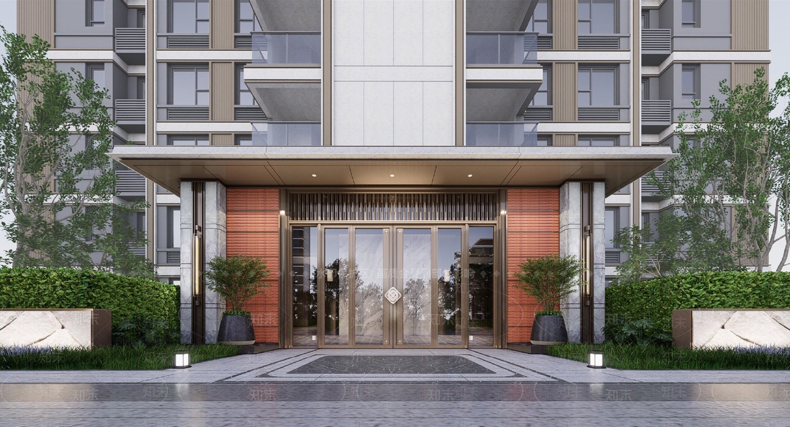 现代高端入户单元门SU模型下载【ID:1153944502】