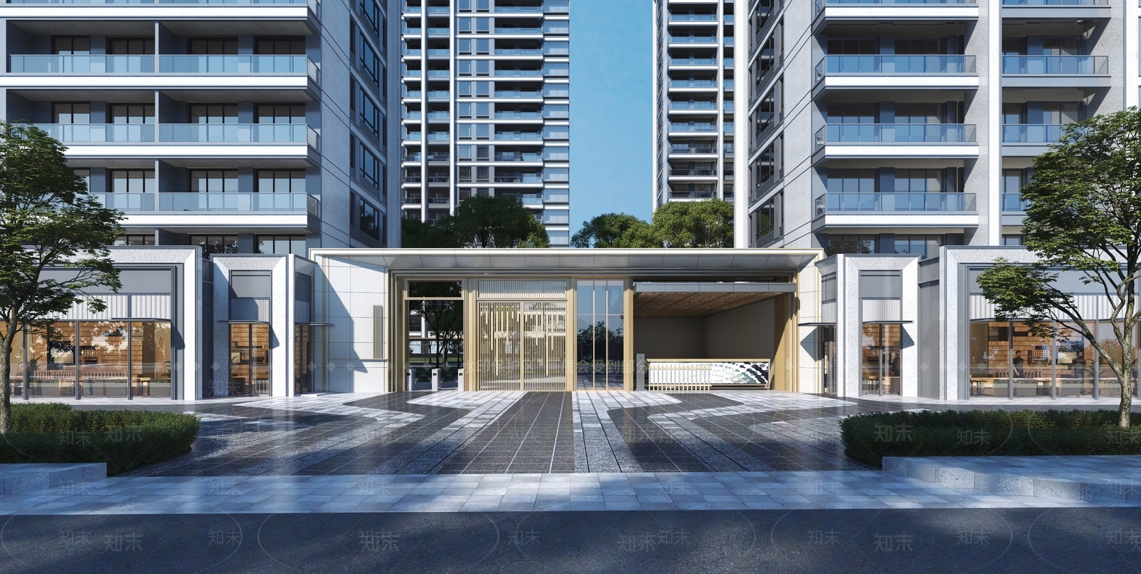 现代小区入口3D模型下载【ID:1153946737】