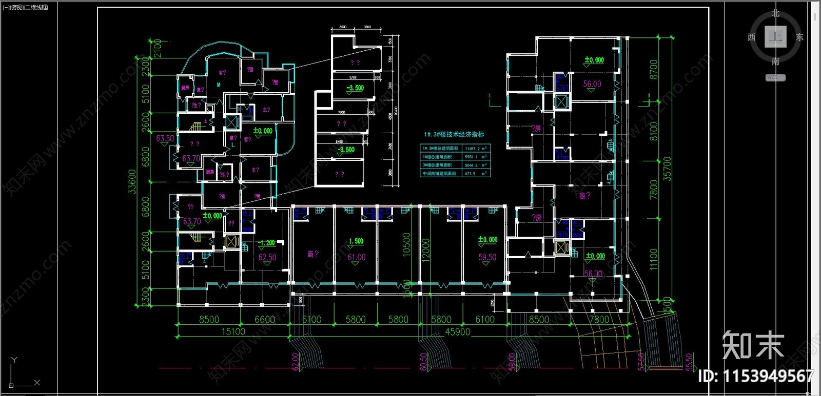 住宅区建筑cad施工图下载【ID:1153949567】