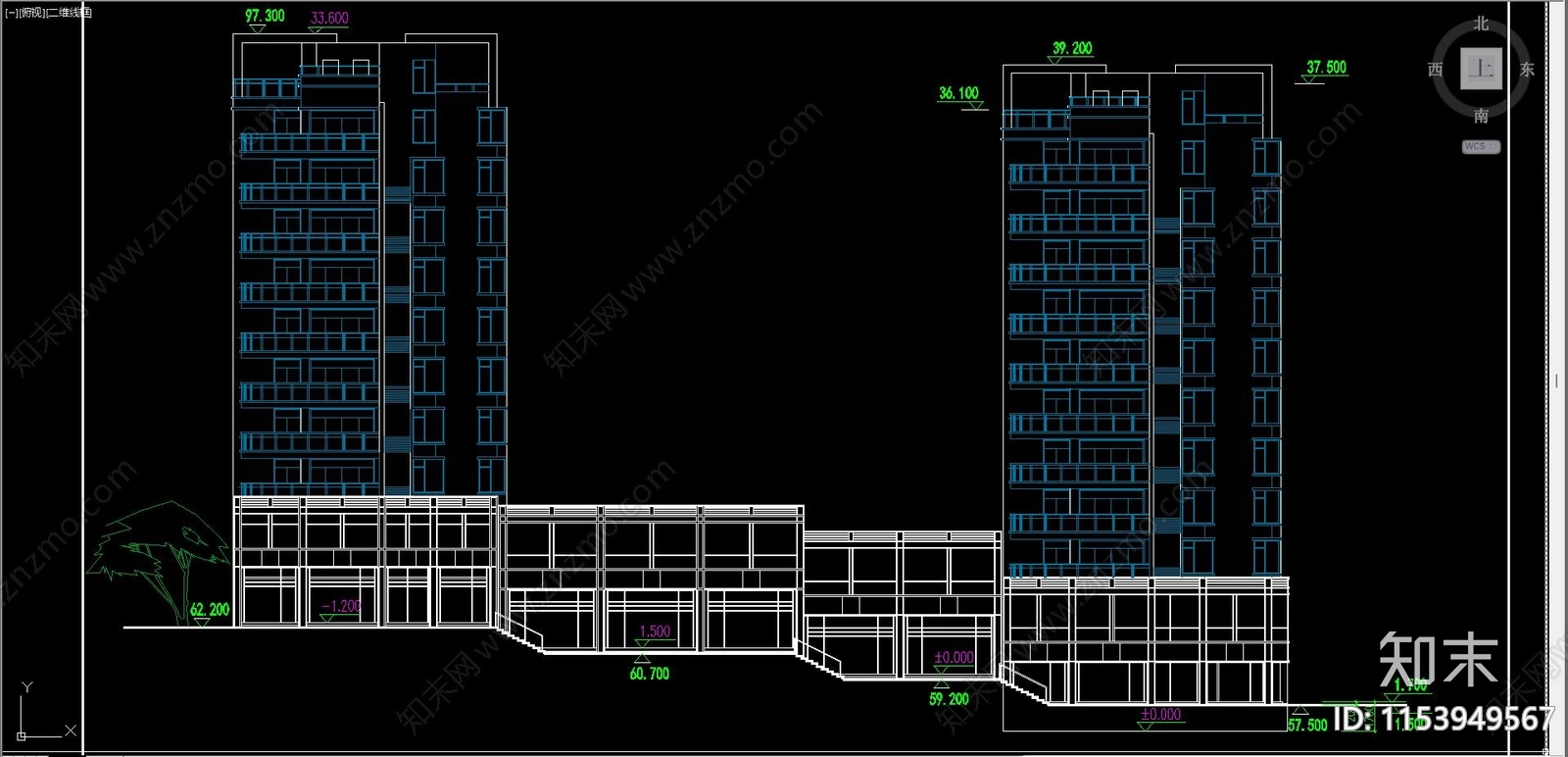 住宅区建筑cad施工图下载【ID:1153949567】