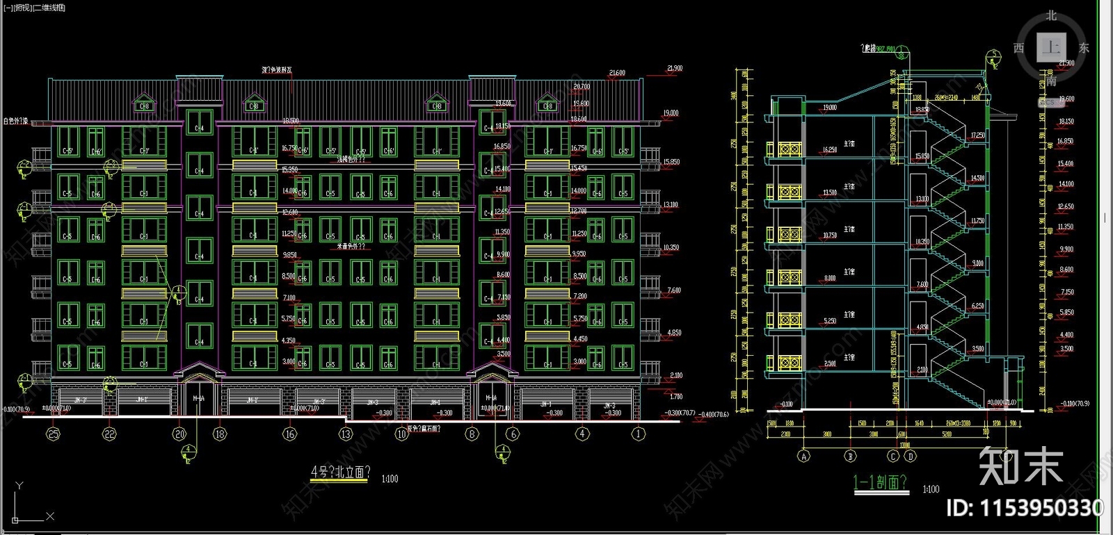 住宅区建筑cad施工图下载【ID:1153950330】