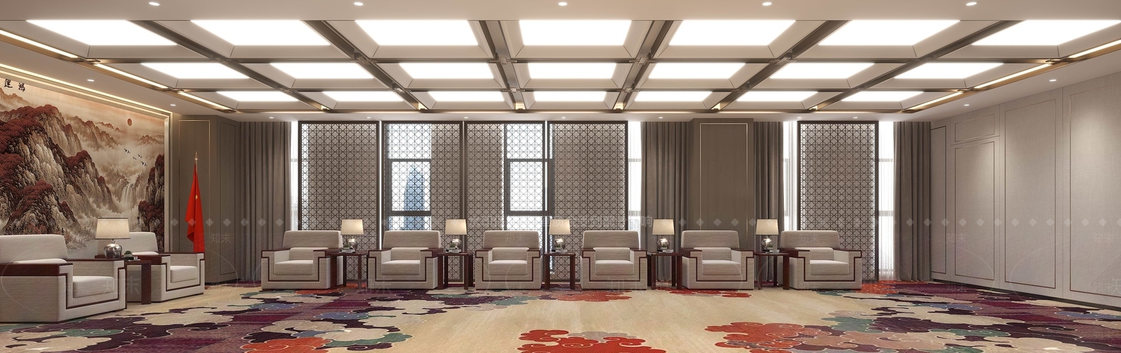 新中式接待室3D模型下载【ID:1153950925】