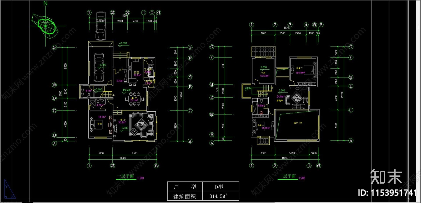 别墅建筑cad施工图下载【ID:1153951741】