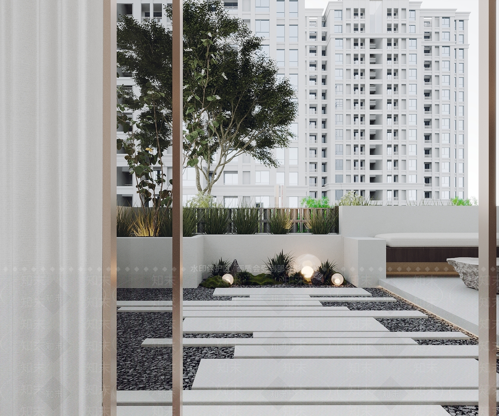 现代别墅阳台花园3D模型下载【ID:1153955240】