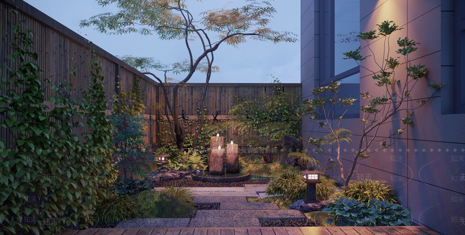 日式禅意别墅庭院景观SU模型下载【ID:1153955046】