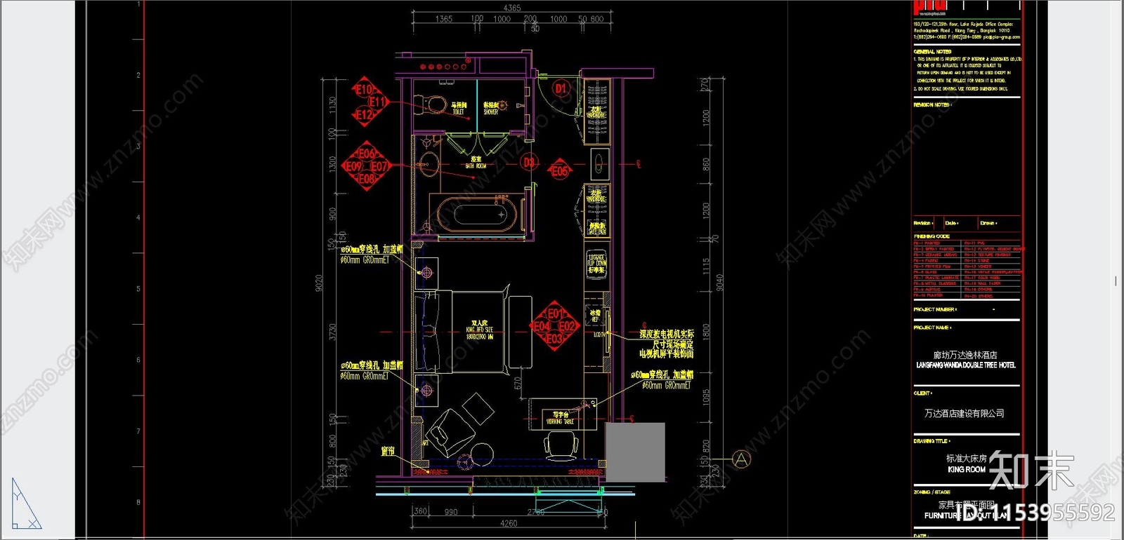 酒店客房cad施工图下载【ID:1153955592】