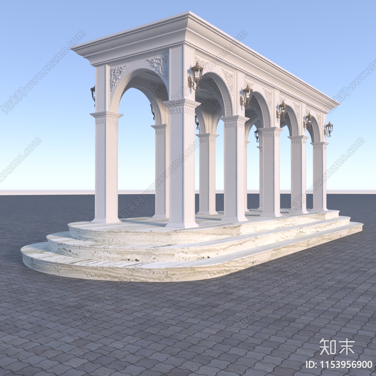 法式廊架3D模型下载【ID:1153956900】