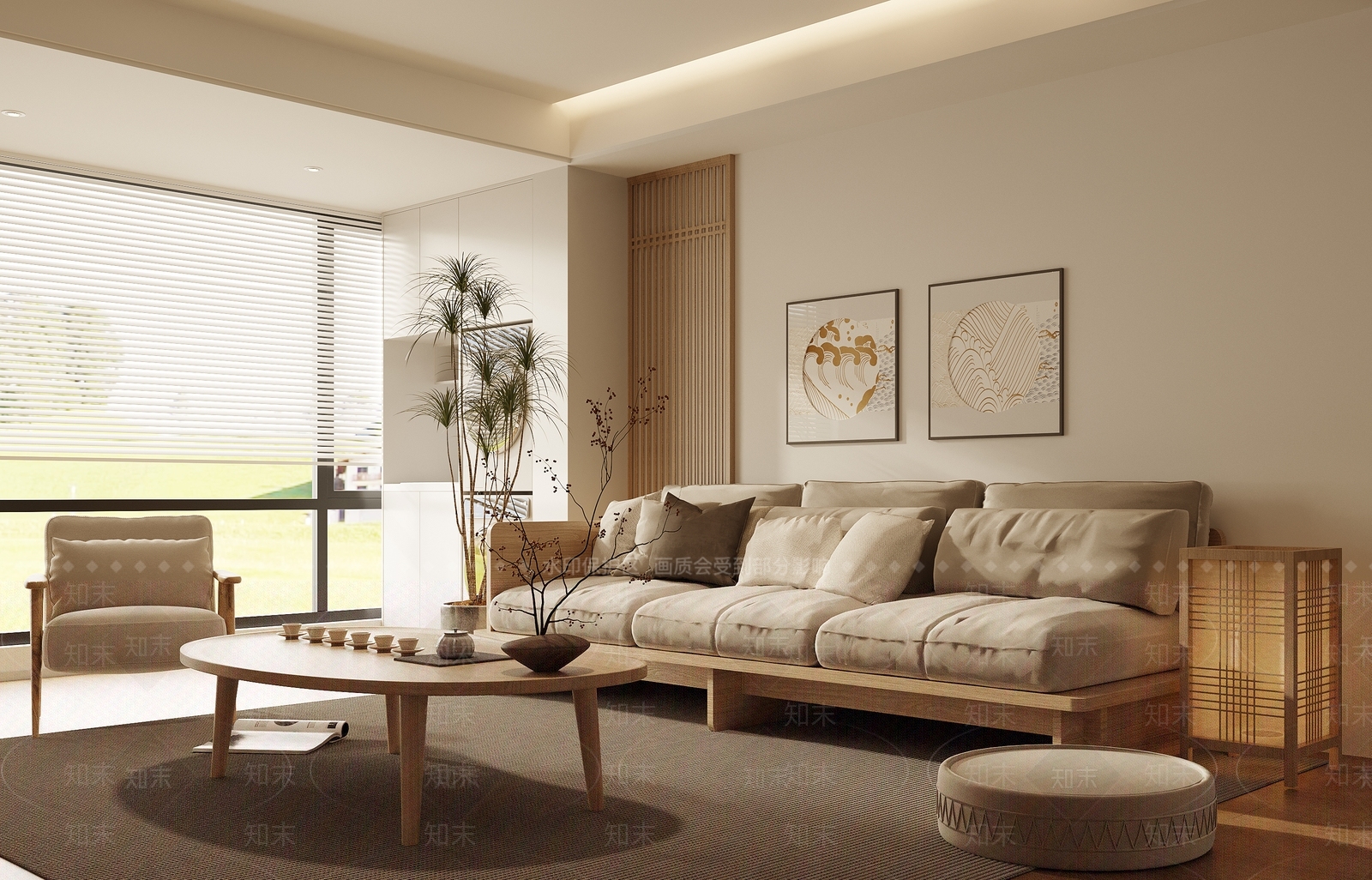 日式沙发组合3D模型下载【ID:1153959422】