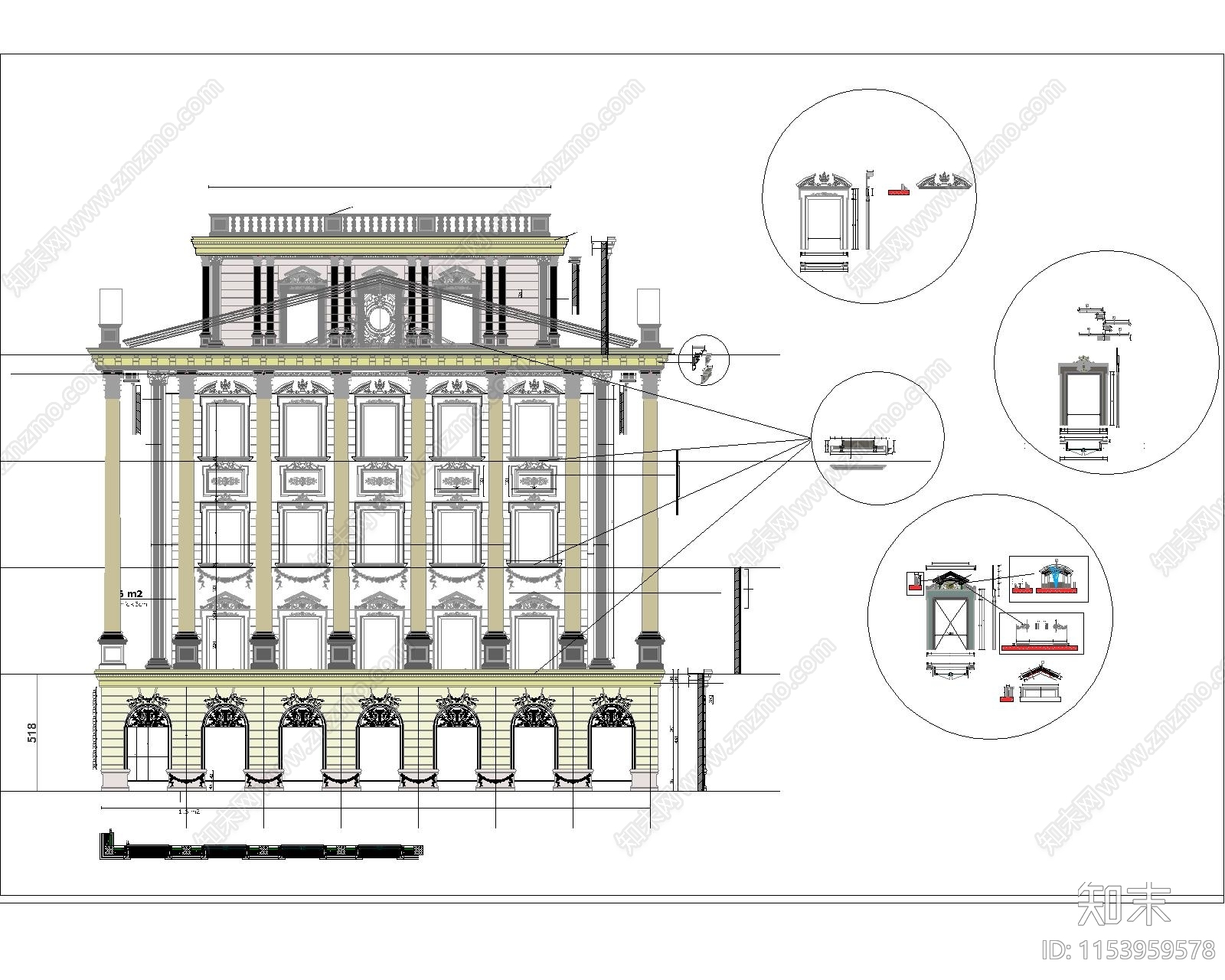 欧式建筑窗大样图cad施工图下载【ID:1153959578】