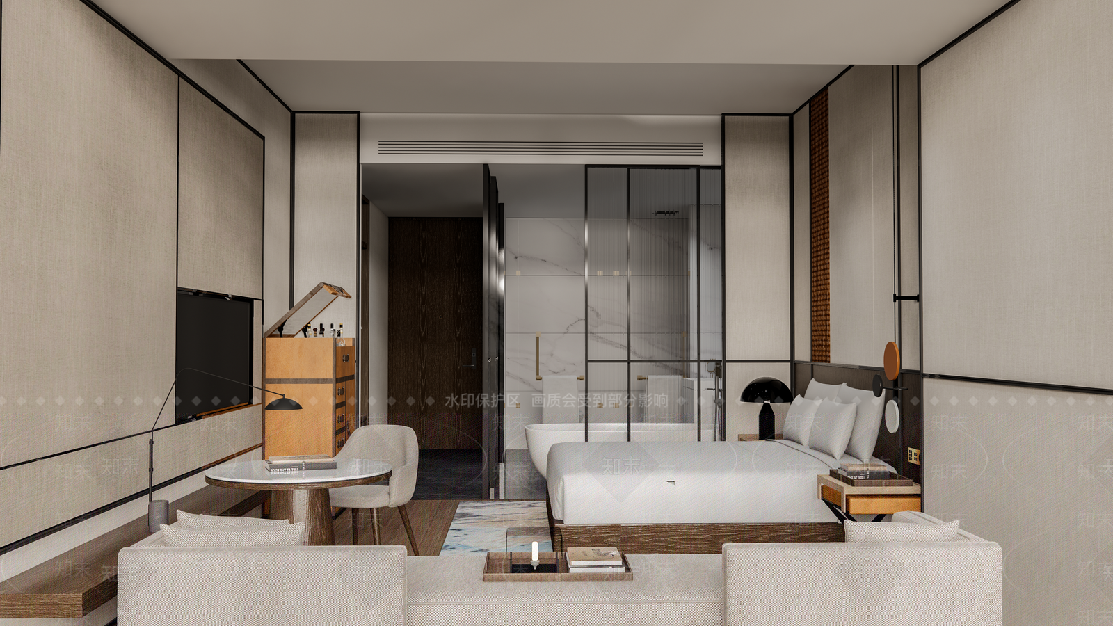 现代酒店客房SU模型下载【ID:1154039703】