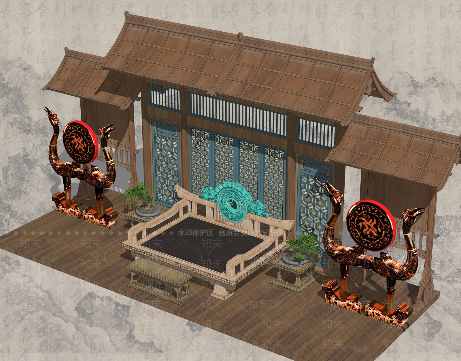 中式龙椅SU模型下载【ID:1153969582】