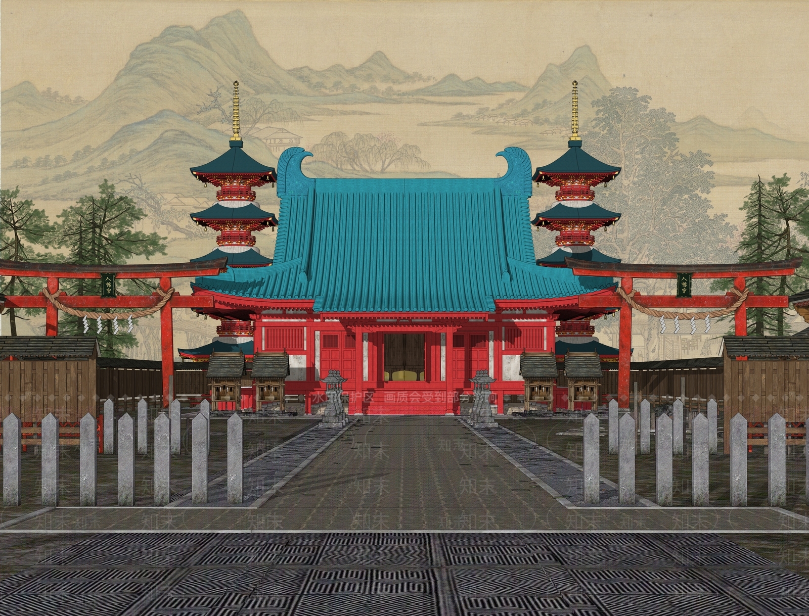 日式寺庙神社SU模型下载【ID:1153970245】