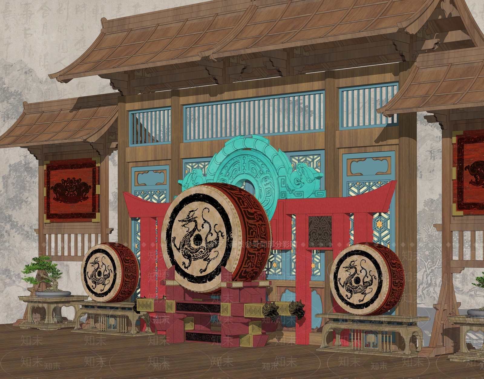 中式鼓SU模型下载【ID:1153971920】