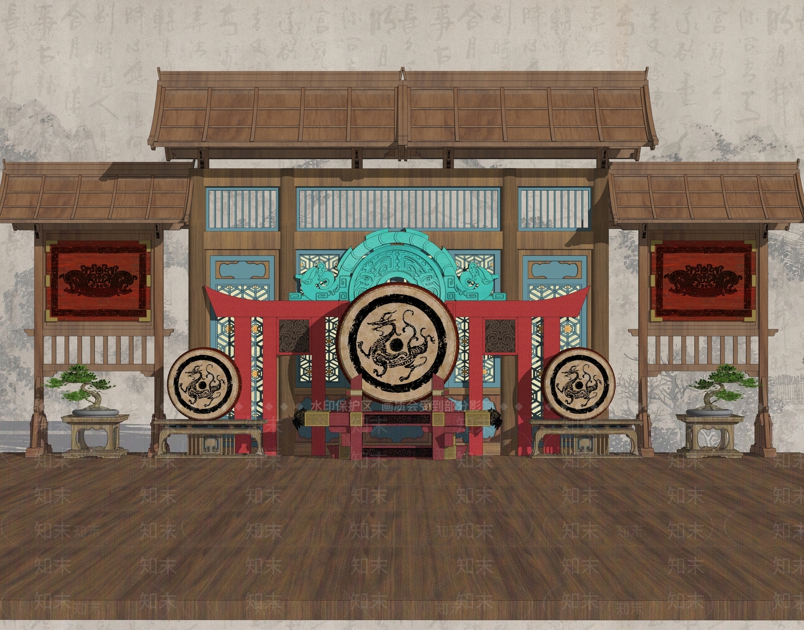中式鼓SU模型下载【ID:1153971920】