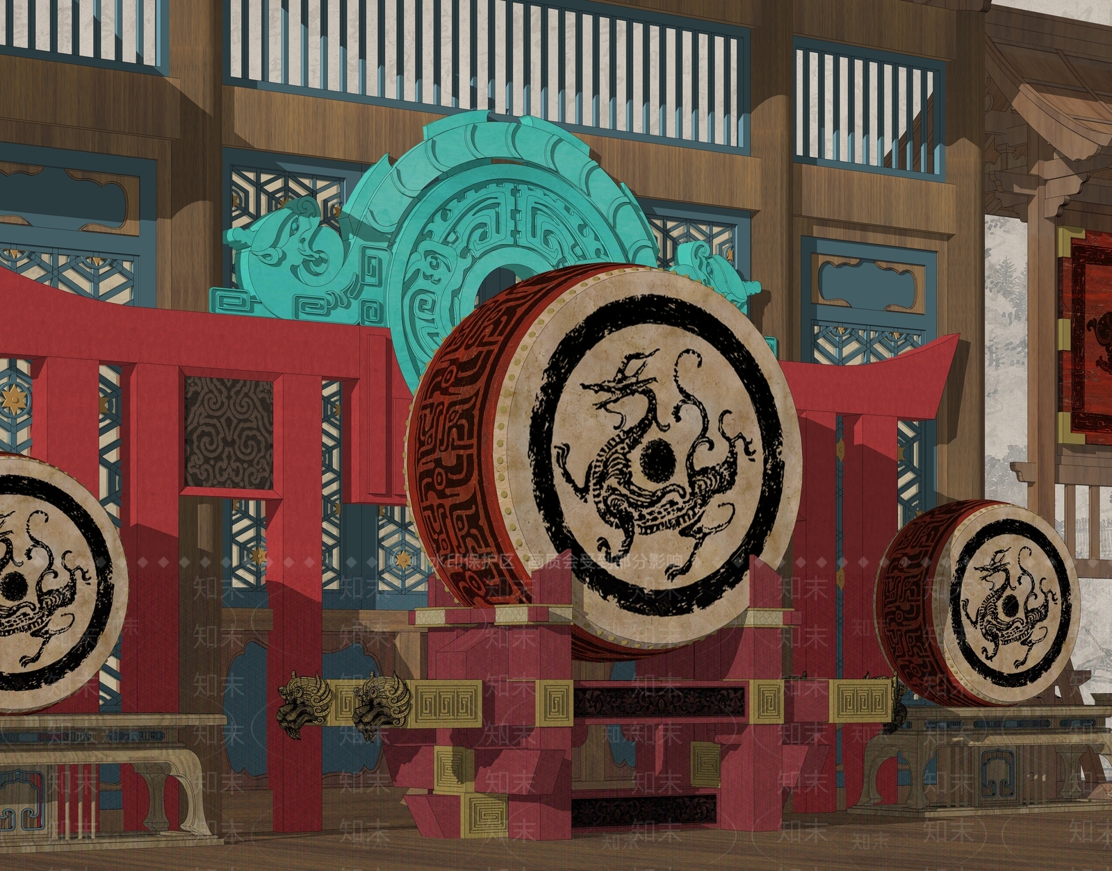 中式鼓SU模型下载【ID:1153971920】