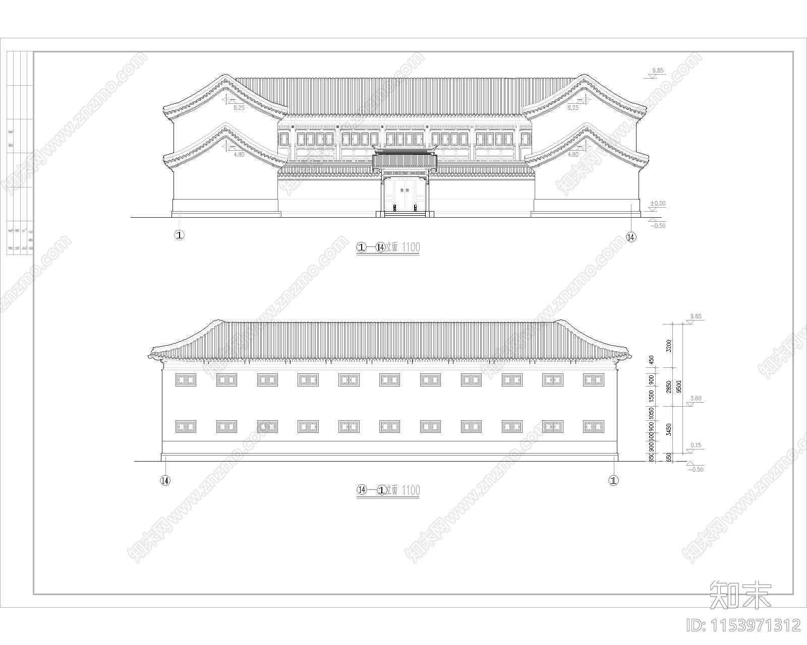 01四合院式图cad施工图下载【ID:1153971312】