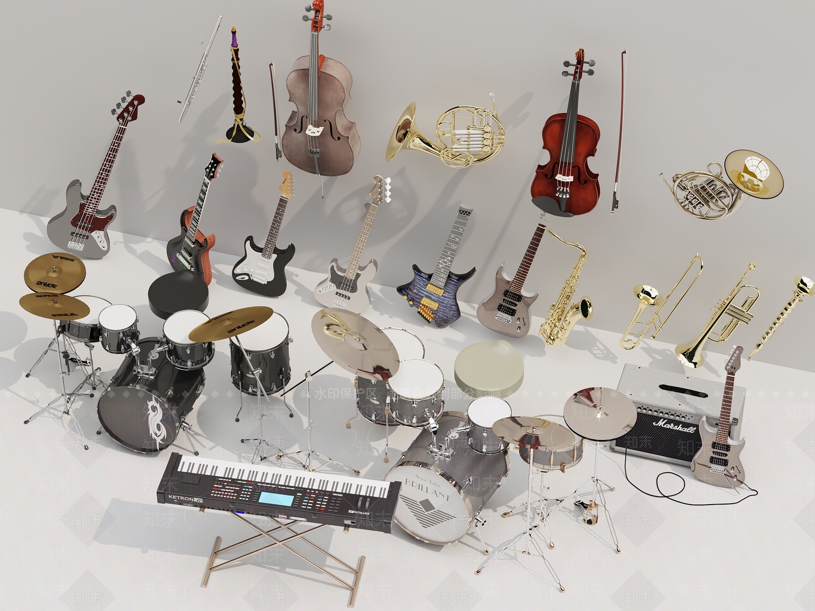 现代架子鼓3D模型下载【ID:1153971404】