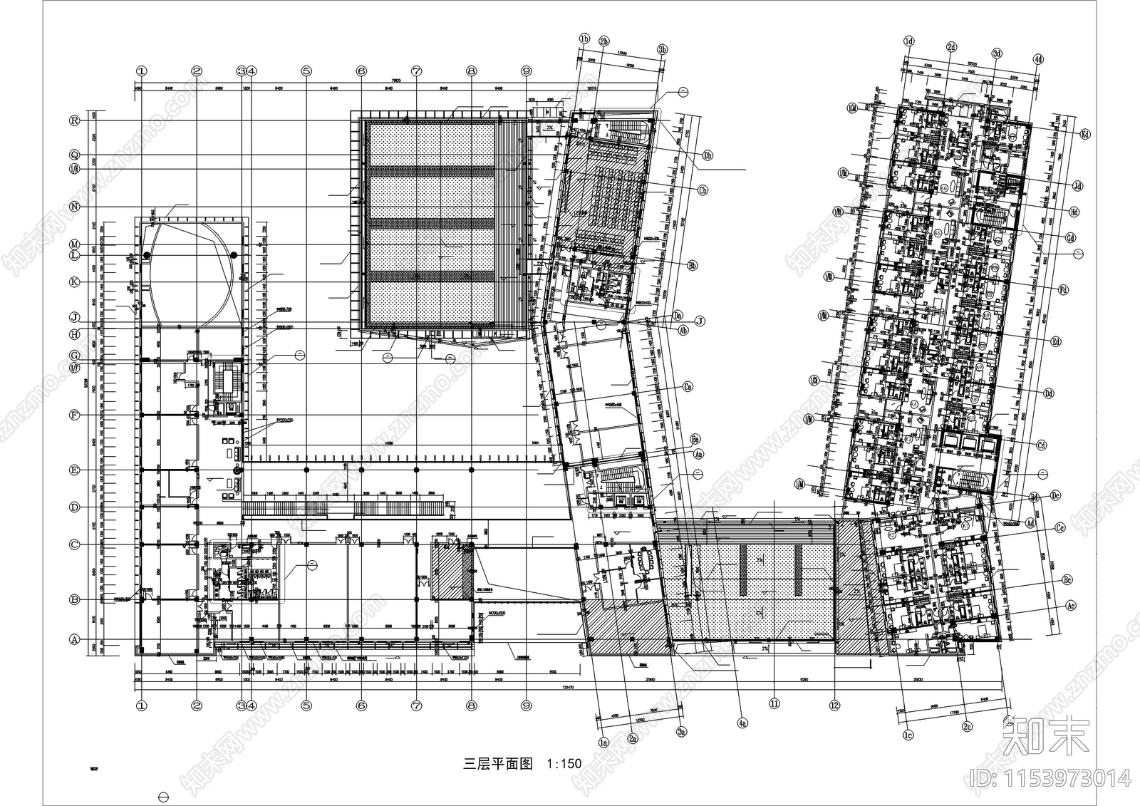 党校二期工程CADcad施工图下载【ID:1153973014】