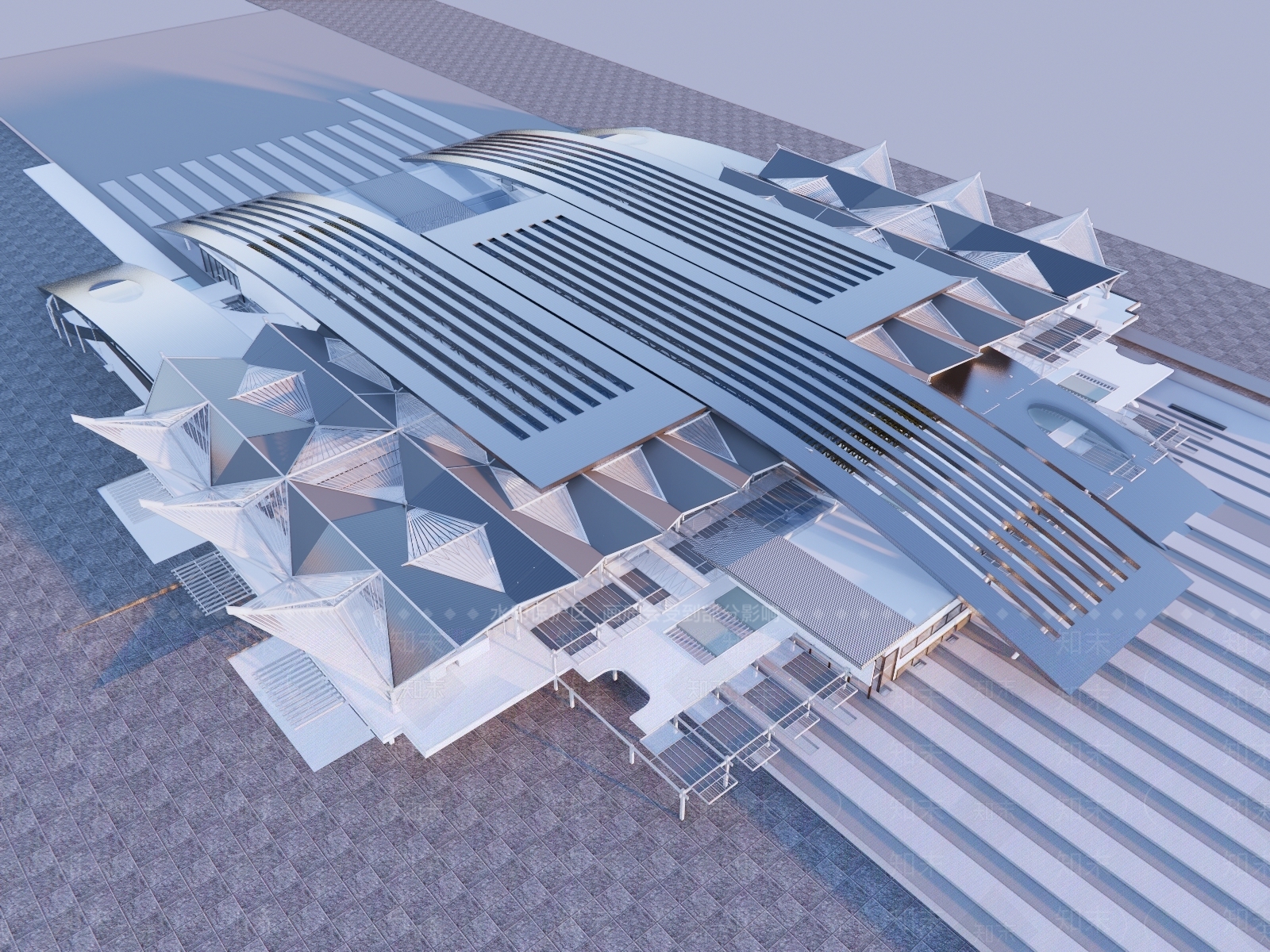现代建筑交通建筑火车站SU模型下载【ID:1153973312】