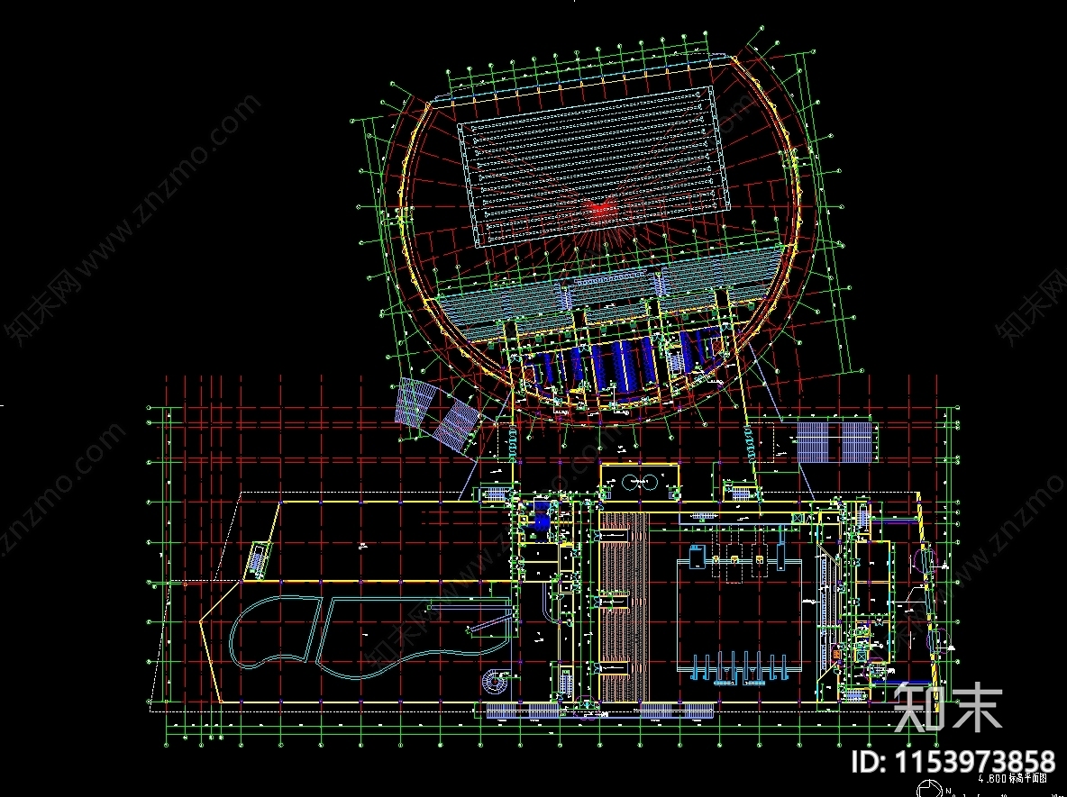 城市游泳馆建筑cad施工图下载【ID:1153973858】