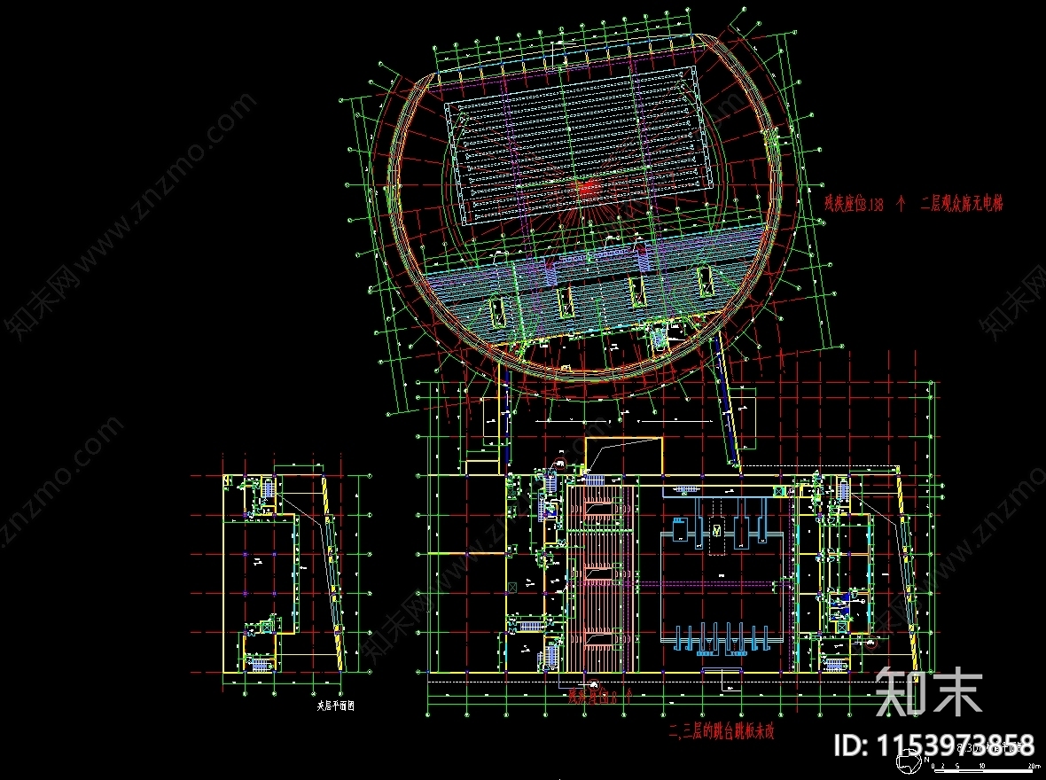 城市游泳馆建筑cad施工图下载【ID:1153973858】
