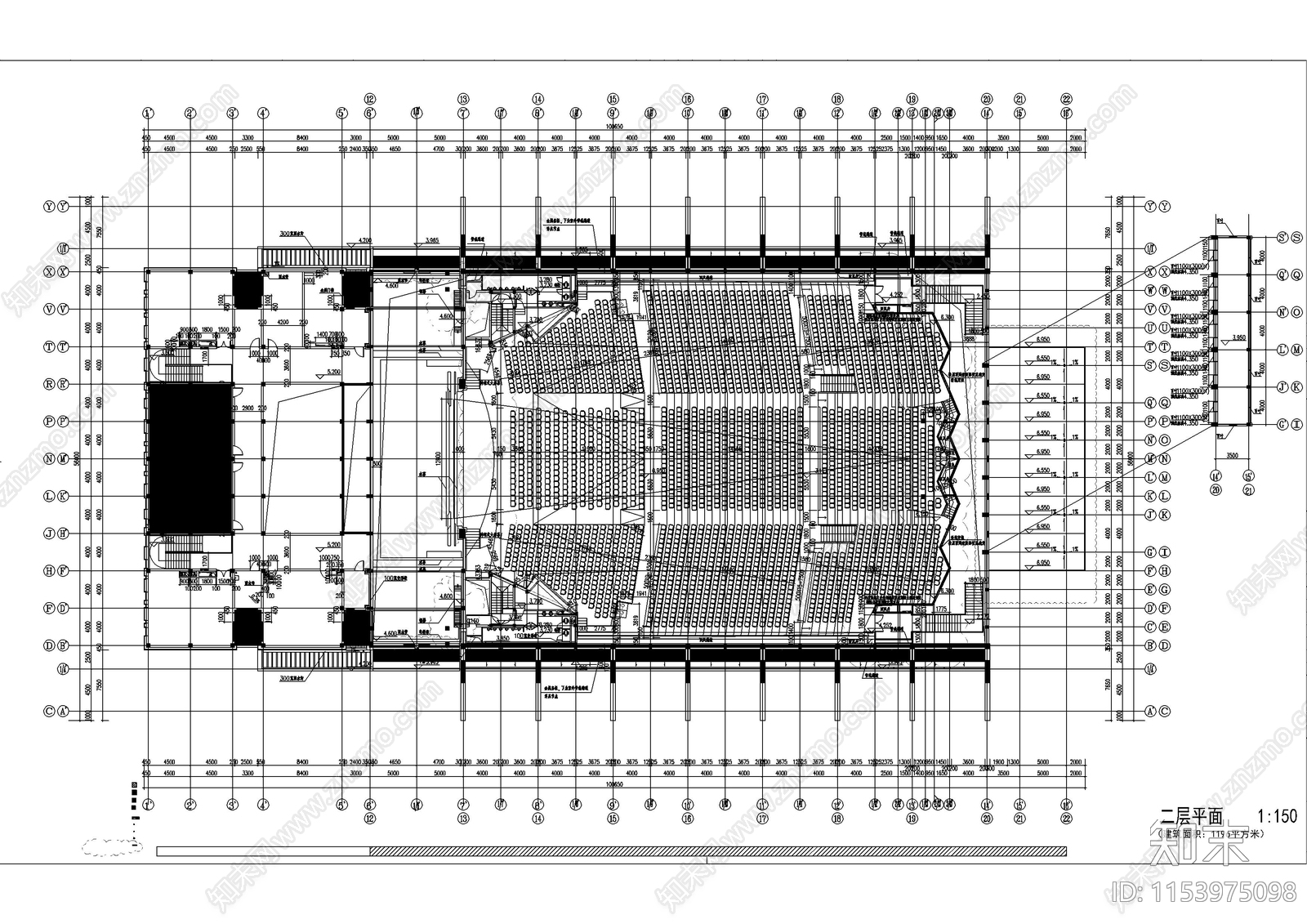 大学汇报厅大礼堂CADcad施工图下载【ID:1153975098】