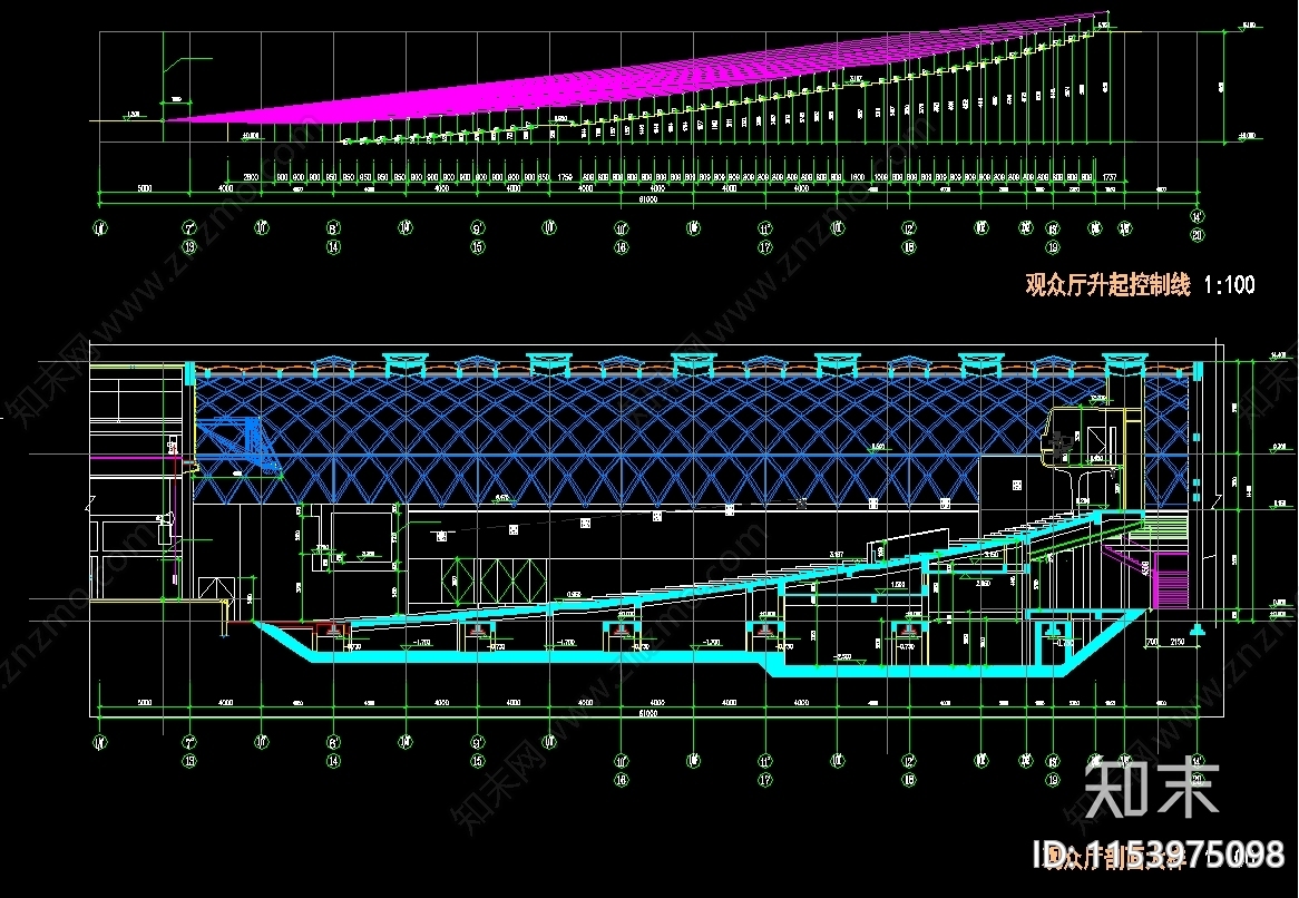 大学汇报厅大礼堂CADcad施工图下载【ID:1153975098】