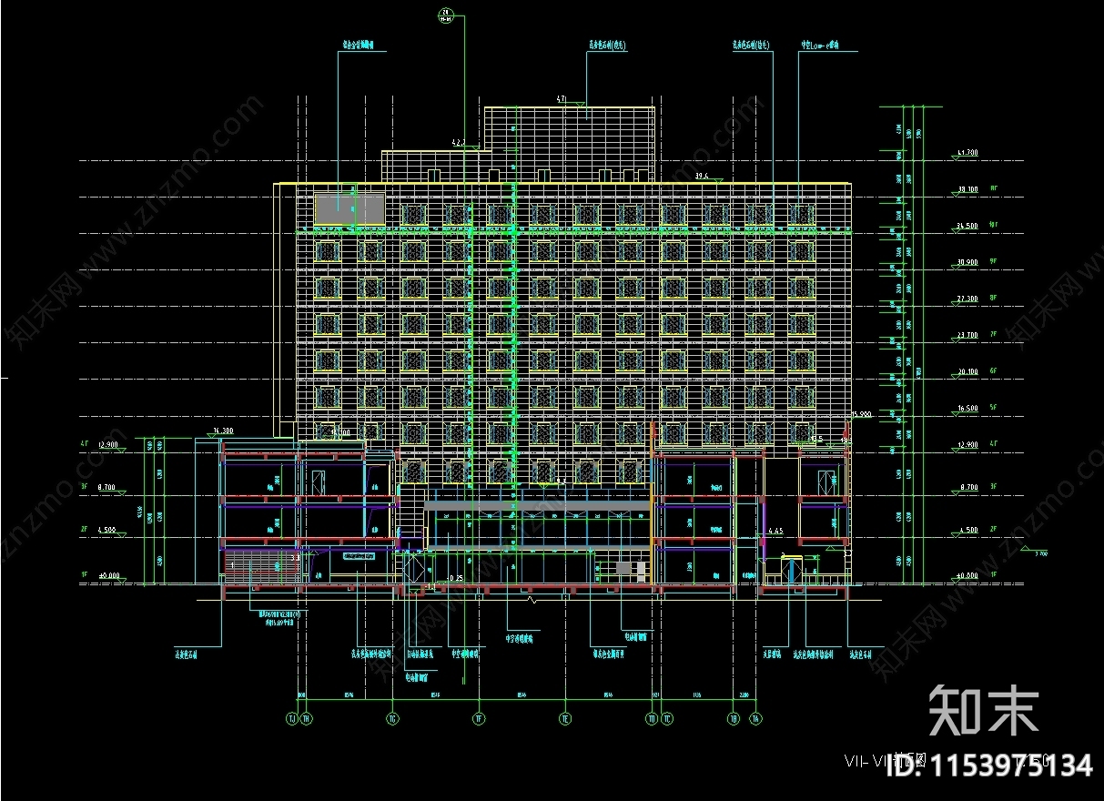 办公大厦CADcad施工图下载【ID:1153975134】