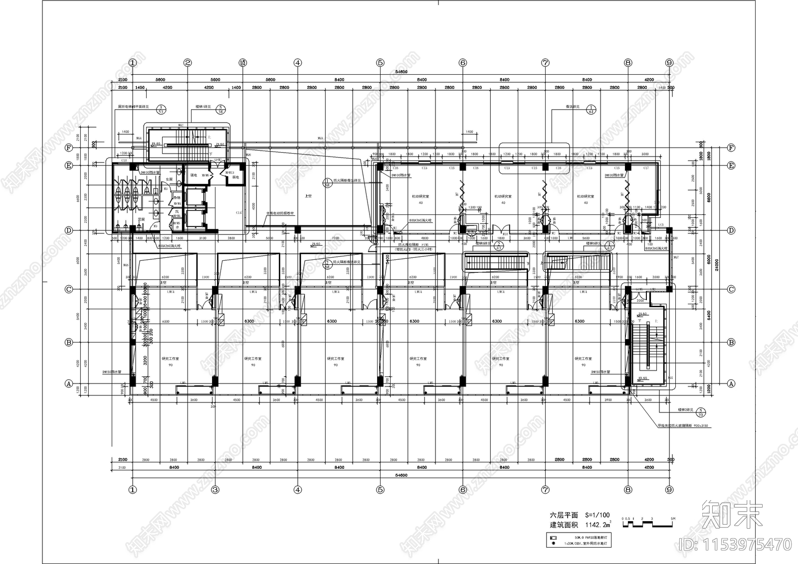 大学建筑cad施工图下载【ID:1153975470】