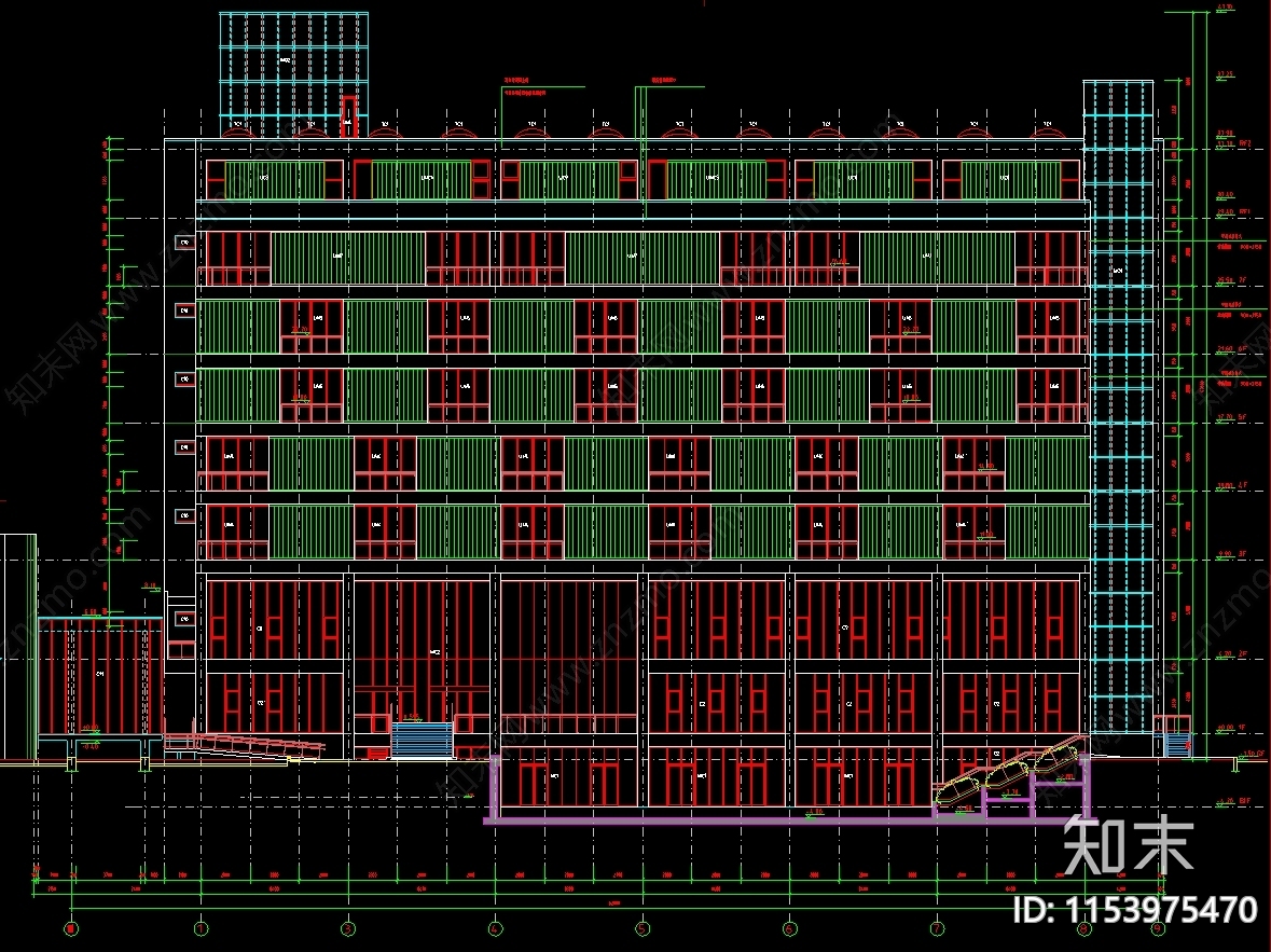 大学建筑cad施工图下载【ID:1153975470】