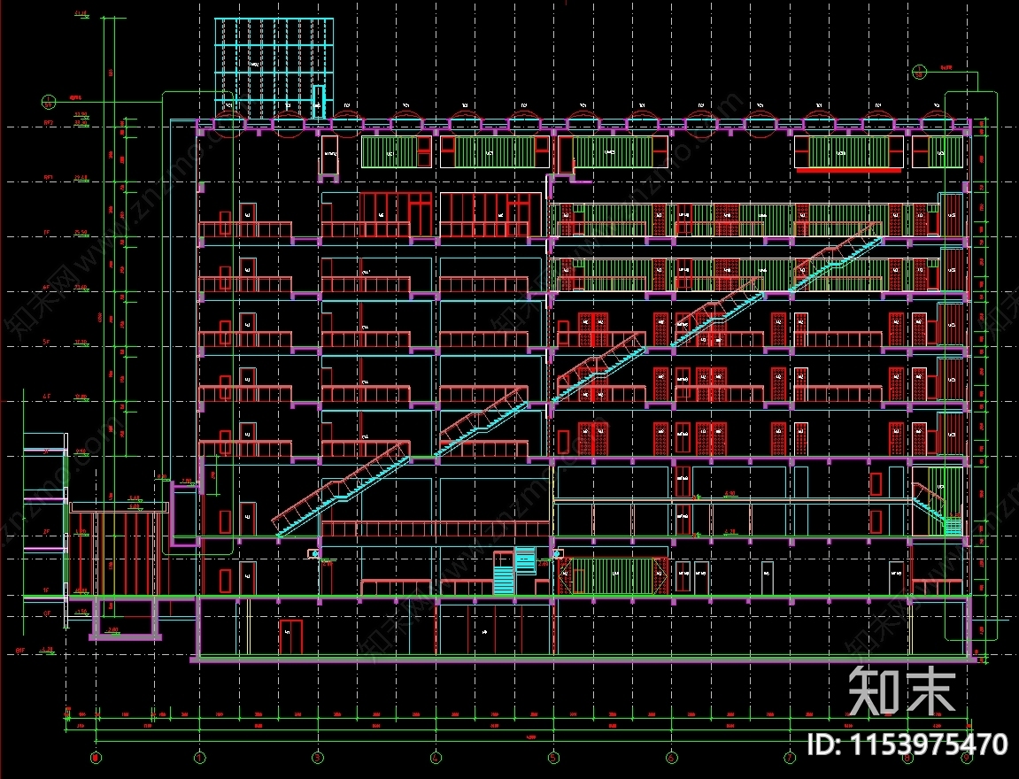 大学建筑cad施工图下载【ID:1153975470】