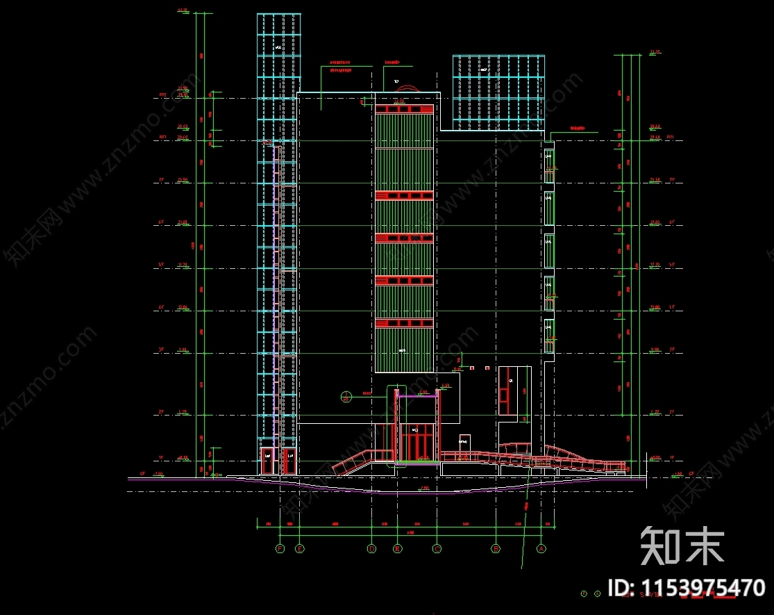 大学建筑cad施工图下载【ID:1153975470】