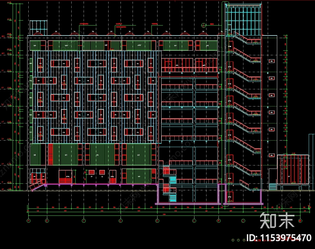 大学建筑cad施工图下载【ID:1153975470】