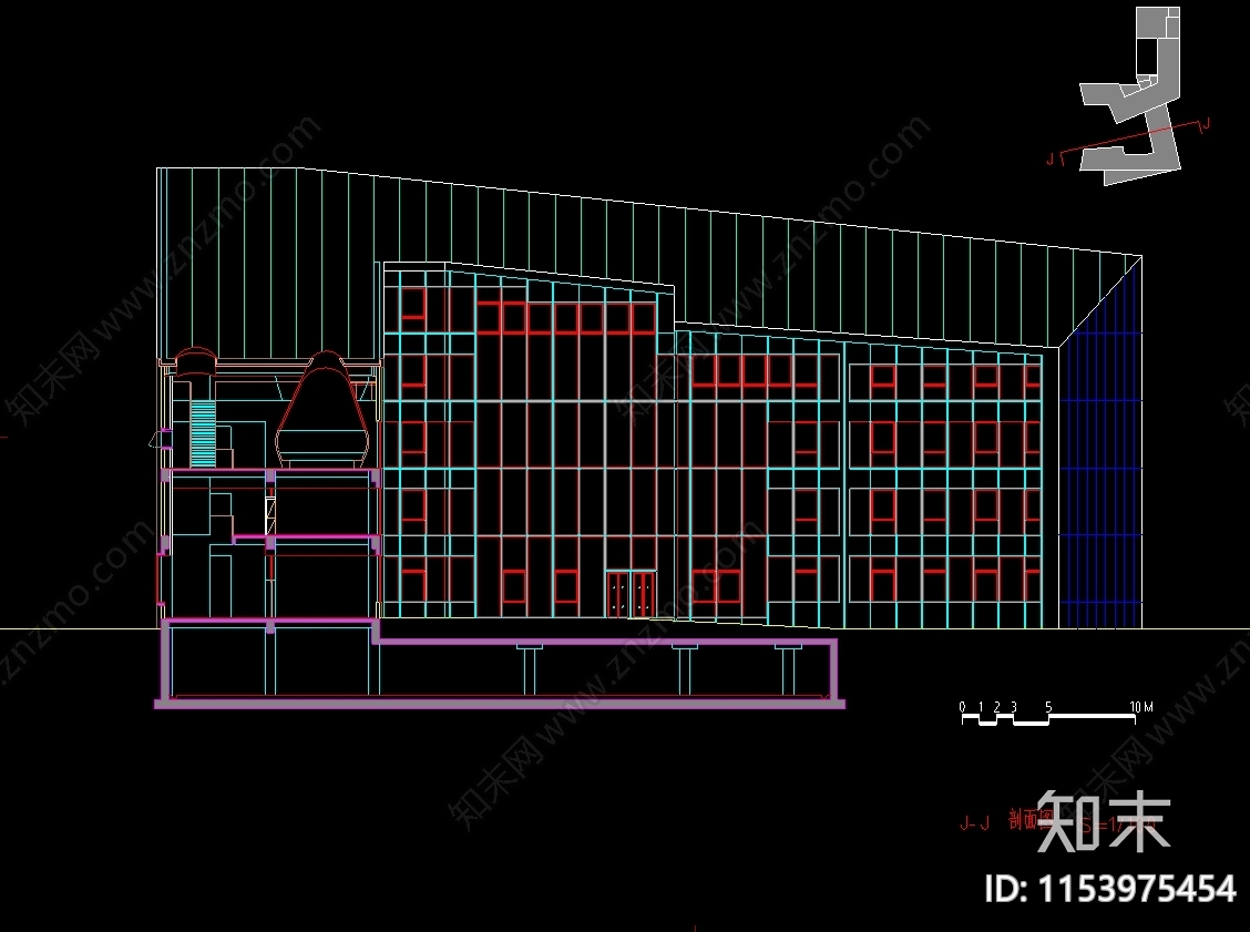 大学建筑城规学院建筑cad施工图下载【ID:1153975454】