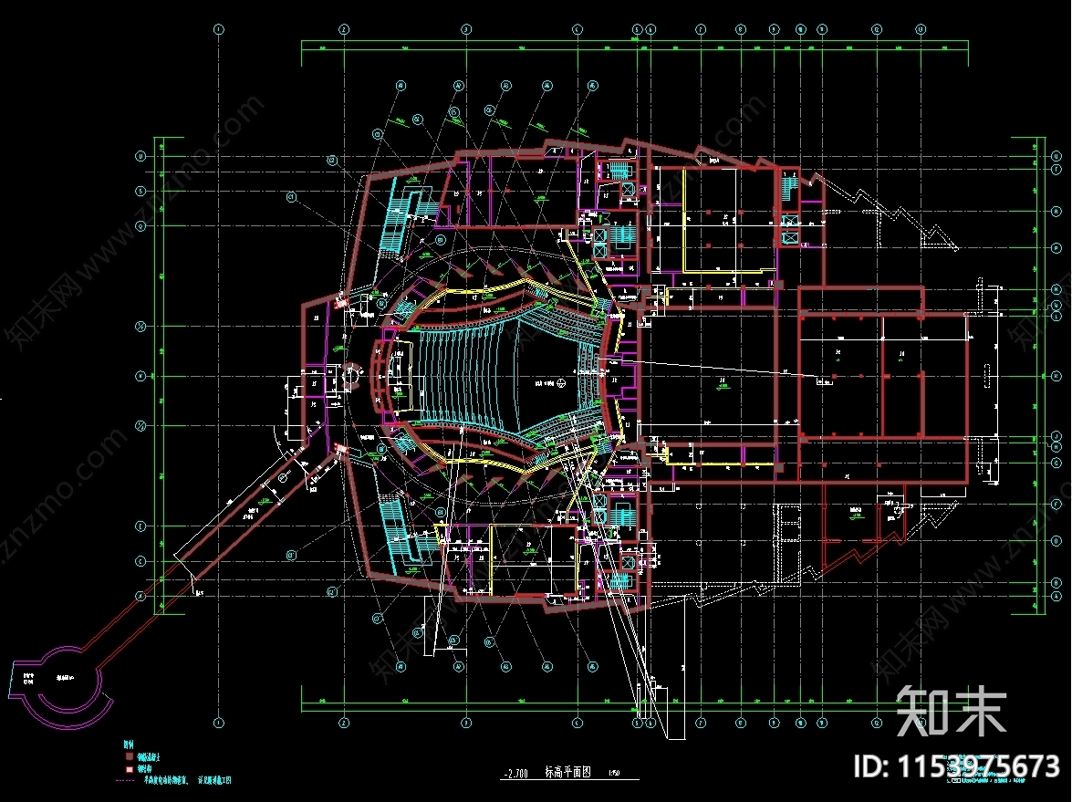 城市大剧院建筑cad施工图下载【ID:1153975673】