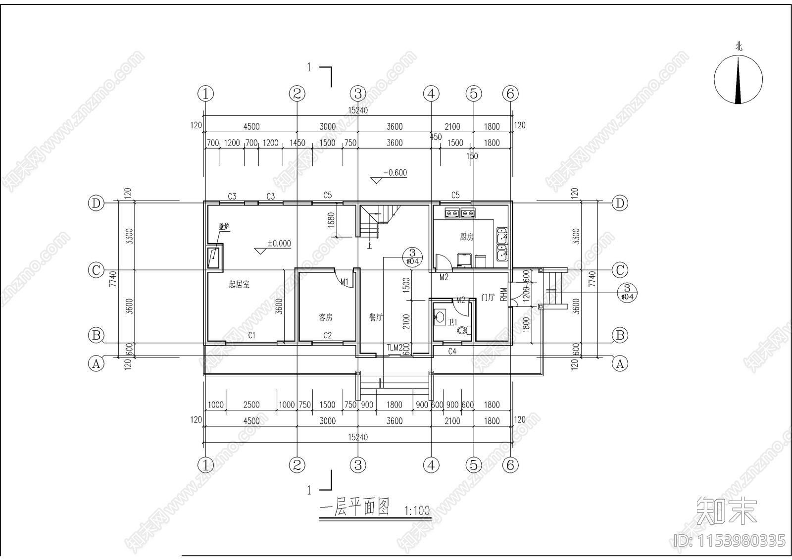 乡村自家别墅cad施工图下载【ID:1153980335】