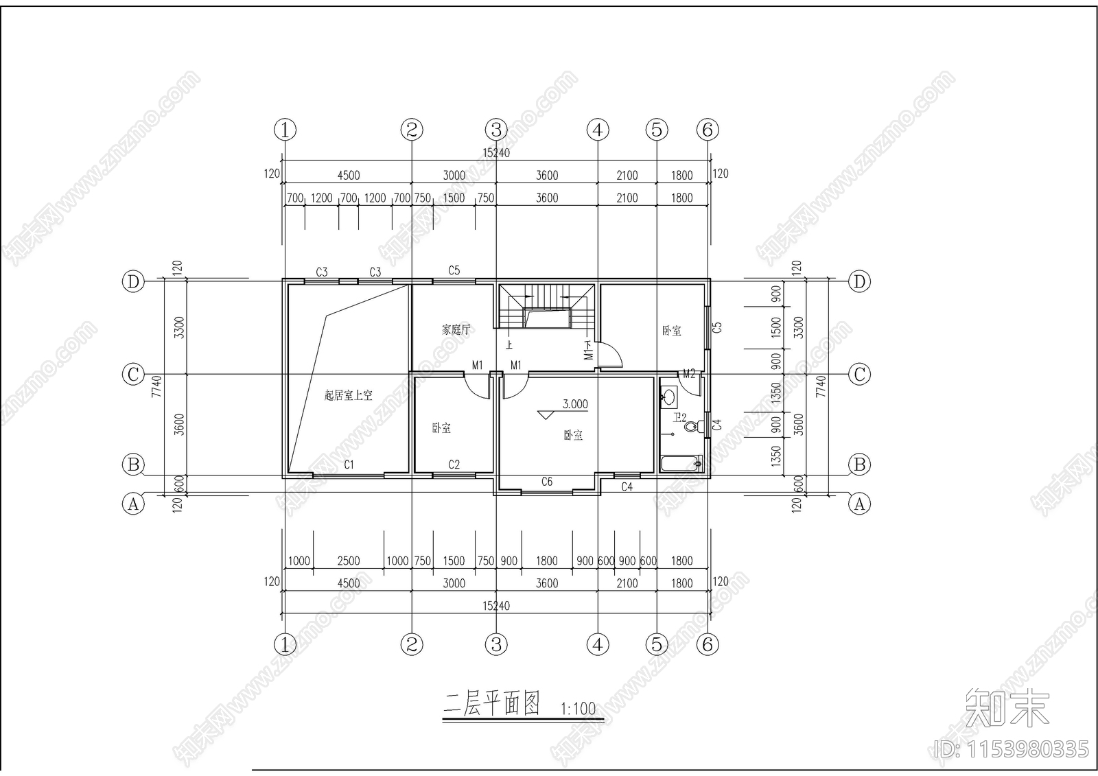 乡村自家别墅cad施工图下载【ID:1153980335】