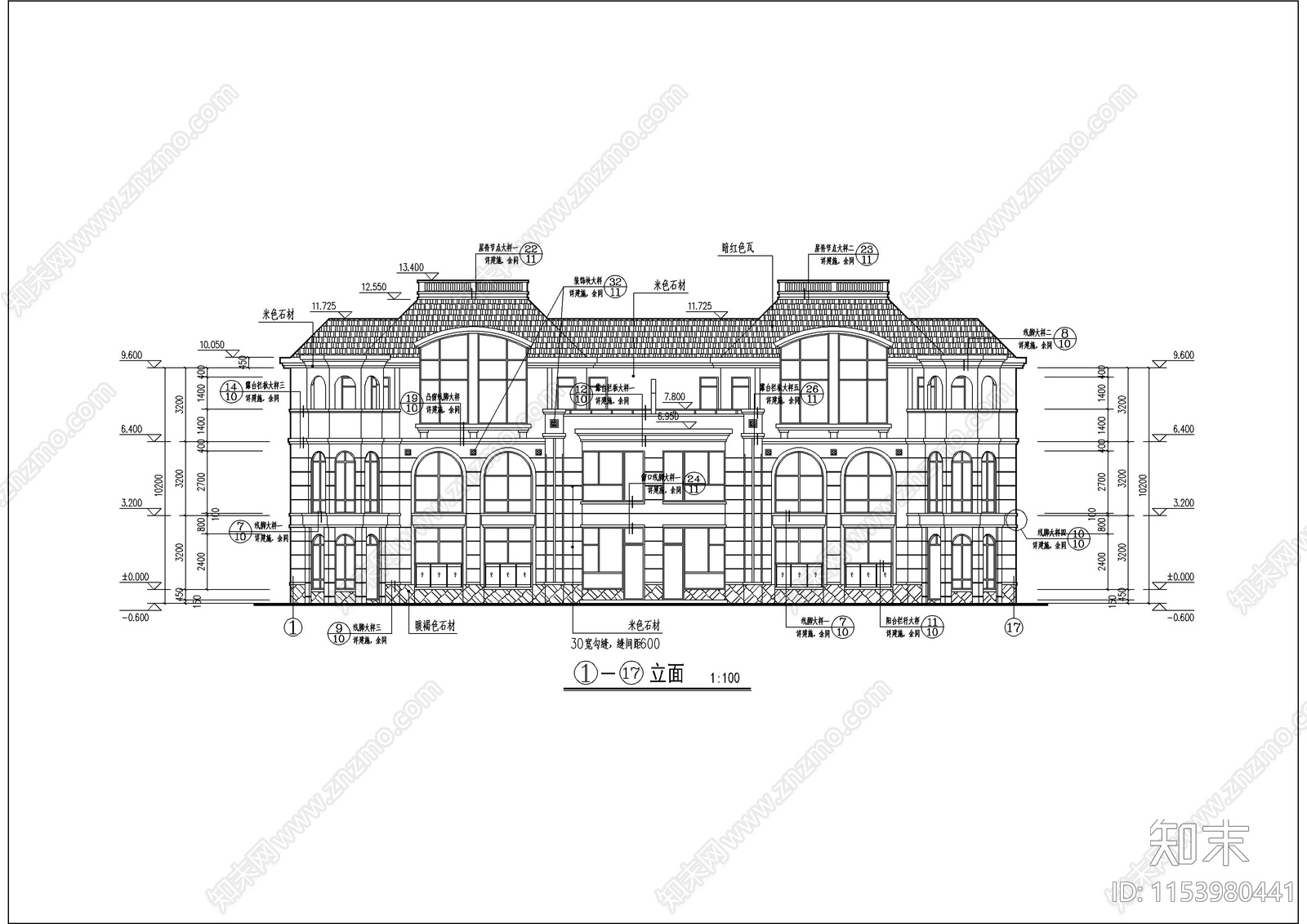 某别墅建筑cad施工图下载【ID:1153980441】