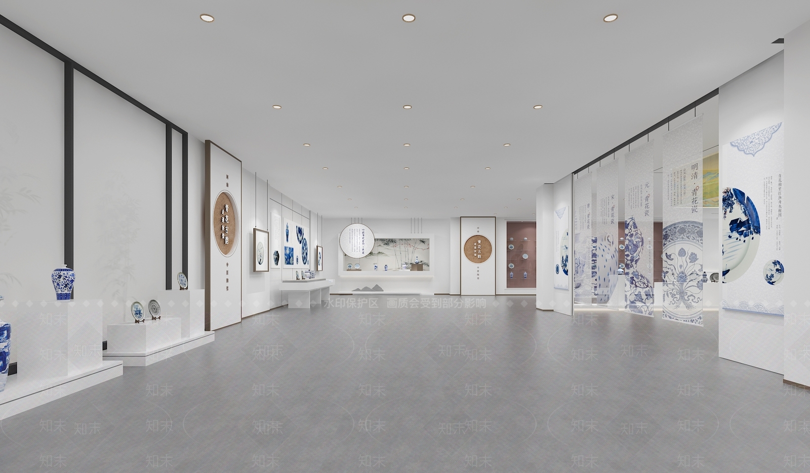 现代陶瓷艺术展厅3D模型下载【ID:1153987476】