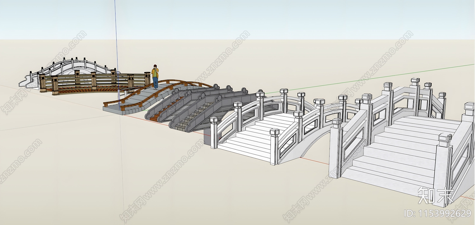 现代景观桥SU模型下载【ID:1153992629】