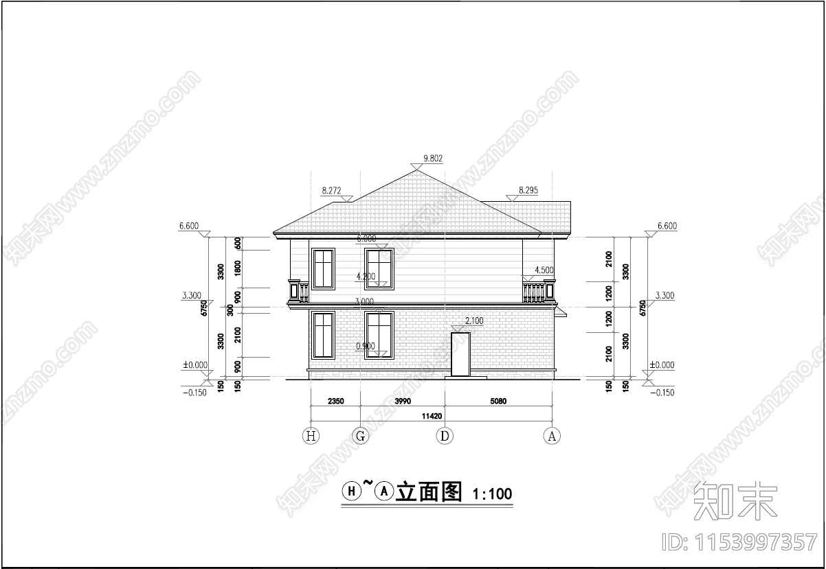 二层自建房cad施工图下载【ID:1153997357】