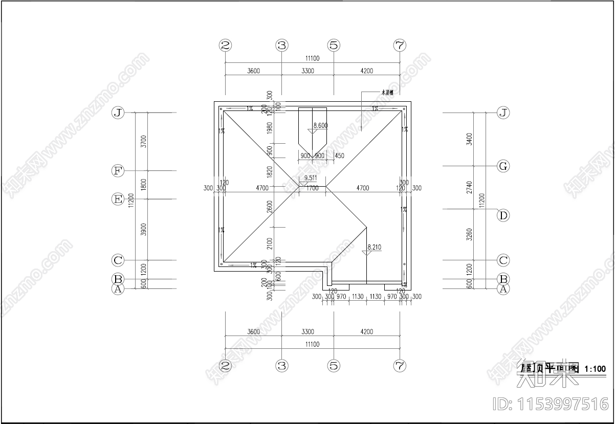 欧式简约二层自建房cad施工图下载【ID:1153997516】