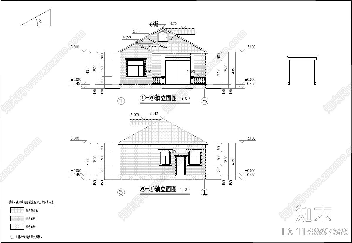 欧式简约一层自建房施工图下载【ID:1153997686】