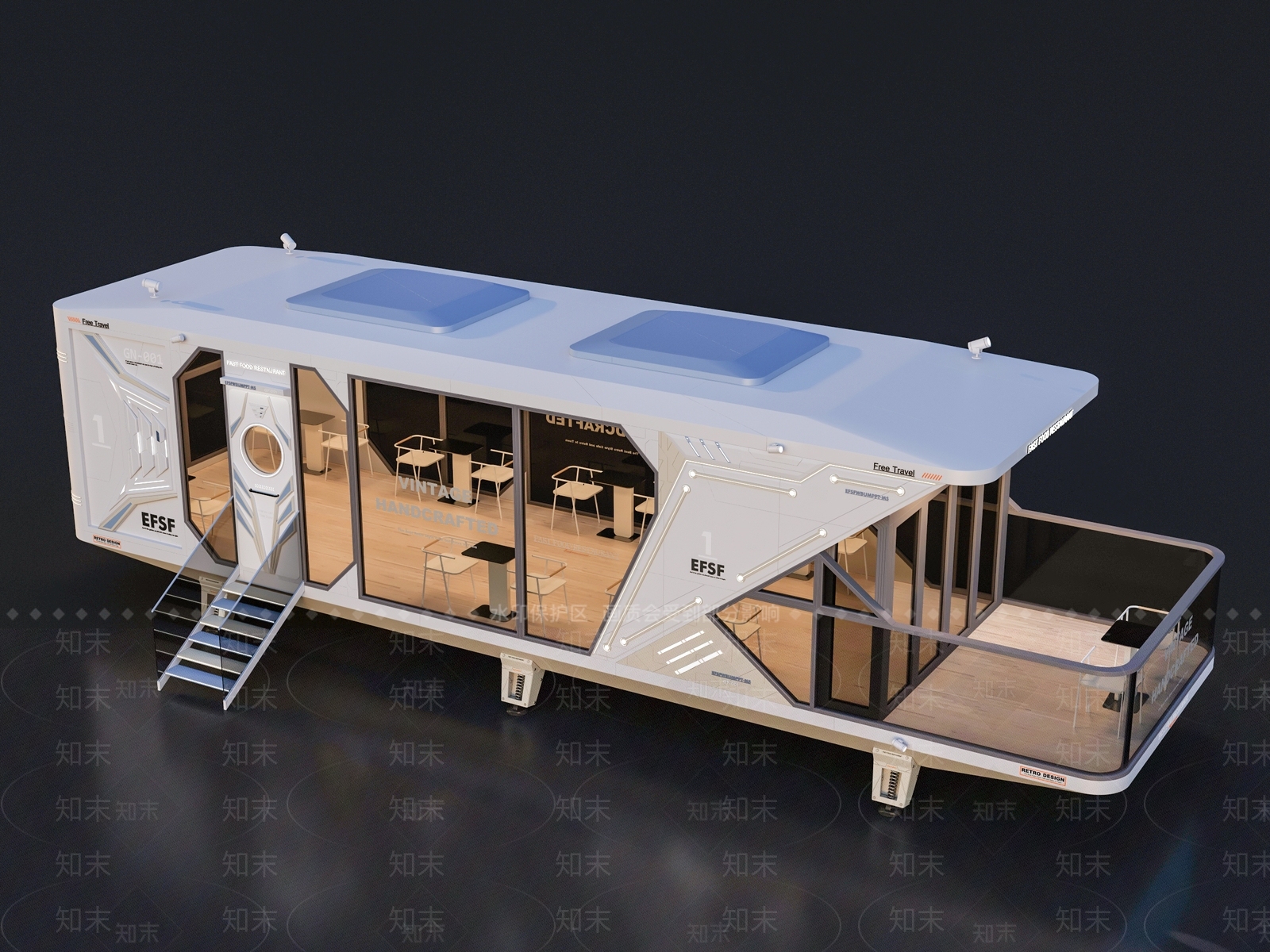 现代太空舱酒店民宿外观3D模型下载【ID:1153997779】