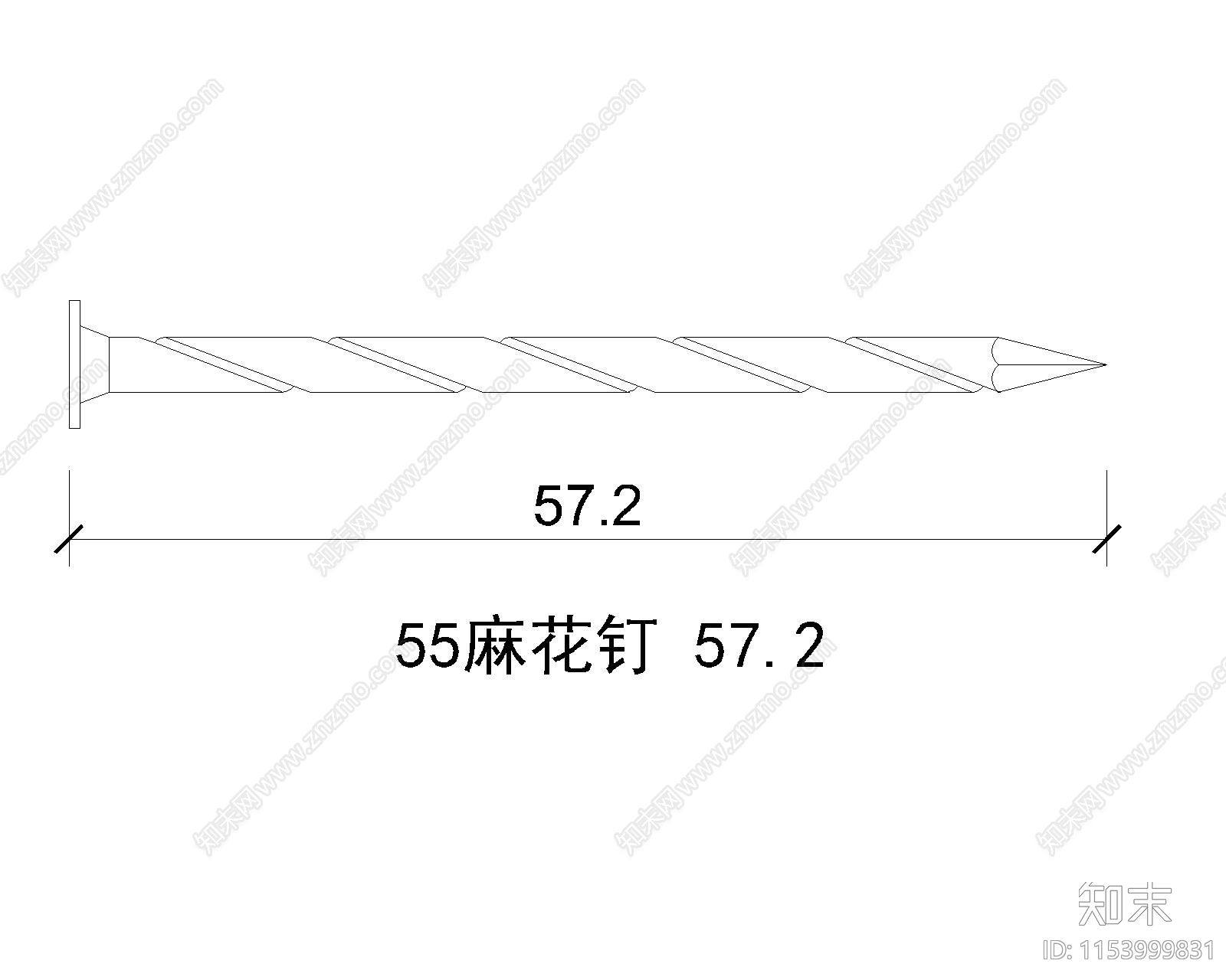 木螺钉cad施工图下载【ID:1153999831】