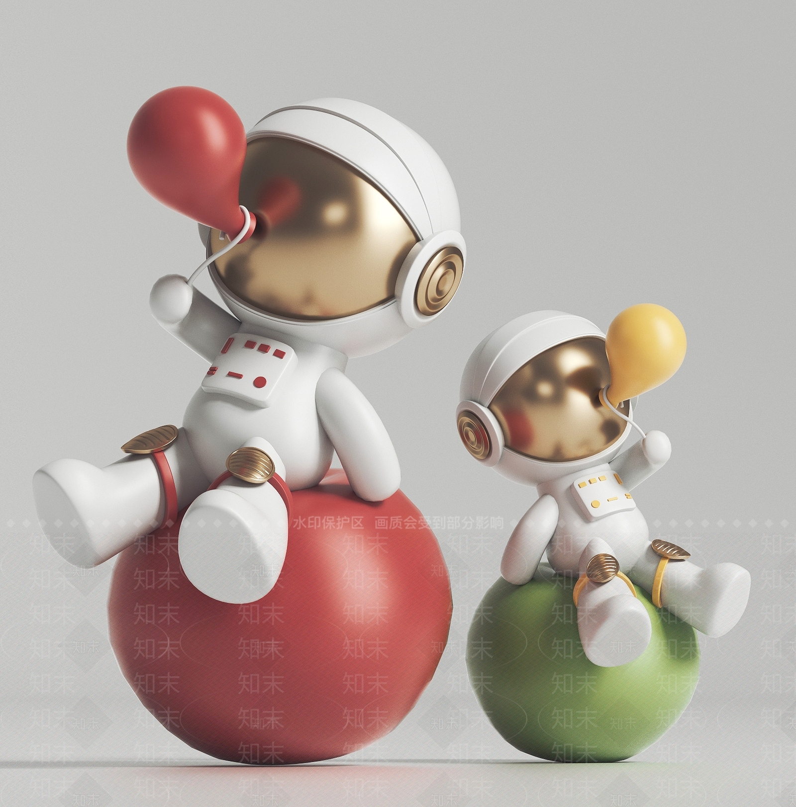 现代宇航员雕塑摆件3D模型下载【ID:1154003355】