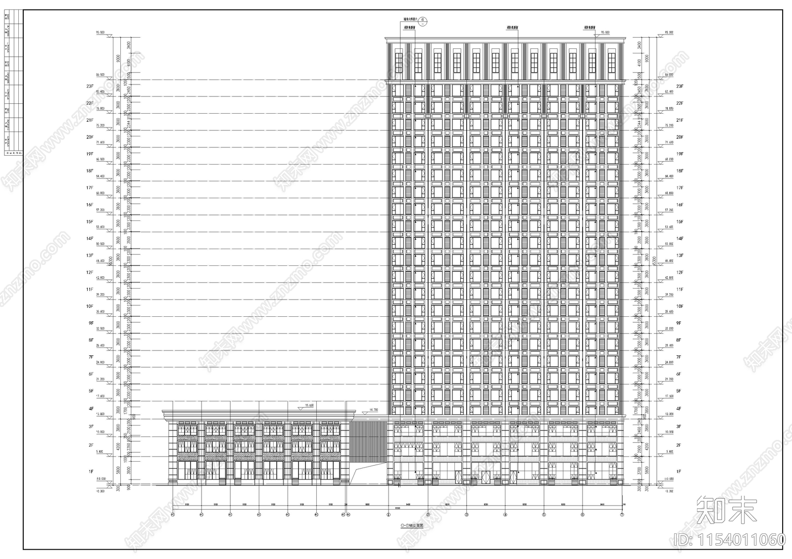 23层新古典办公楼建筑cad施工图下载【ID:1154011060】