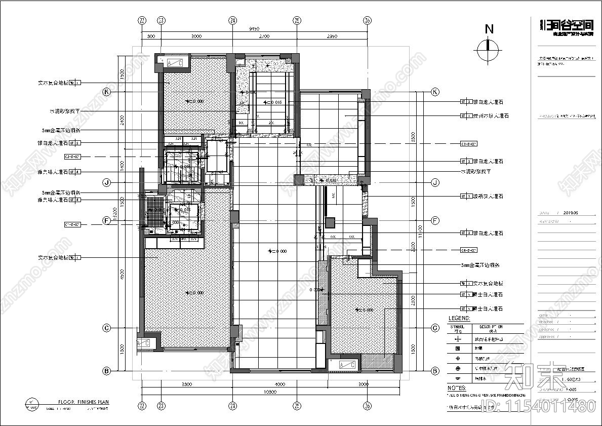 新中式风格平层室内cad施工图下载【ID:1154011480】